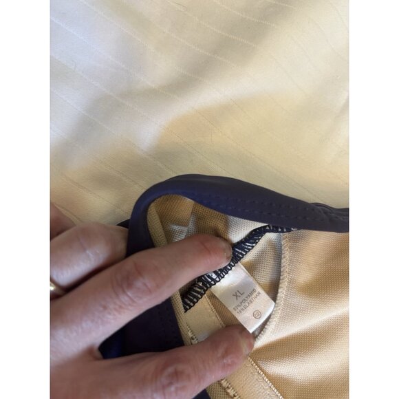 Navy Blue Monokini V-Neck One-Piece Swimsuit Low Back Halter Sexy Minimalist - Picture 16 of 16